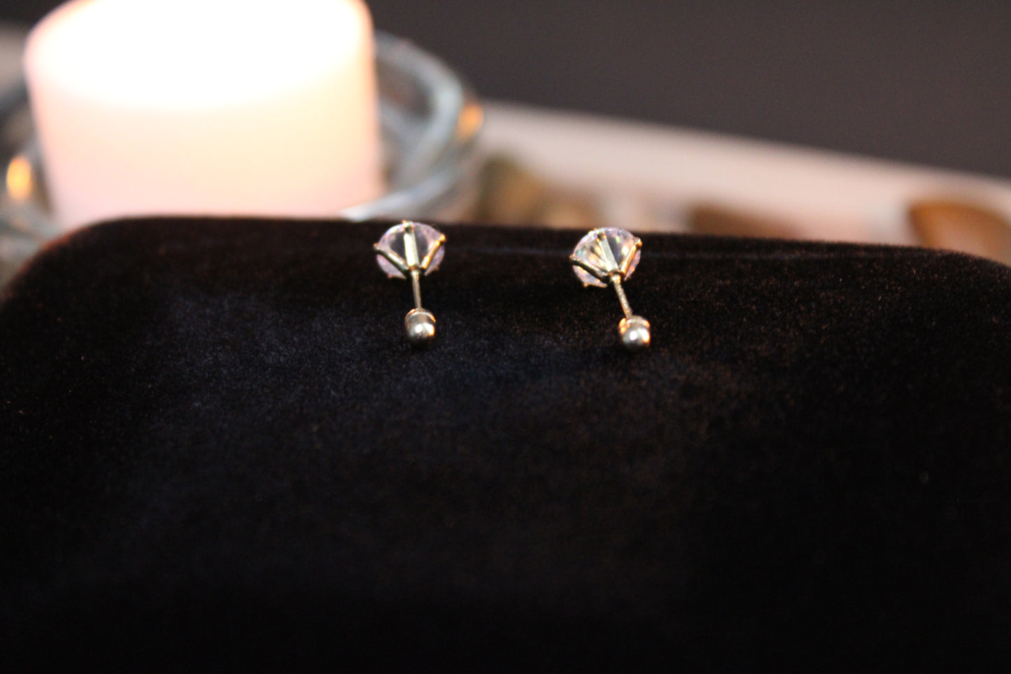 4mm Stud Earrings 14K Gold Piercing Jewelry for Women Girls