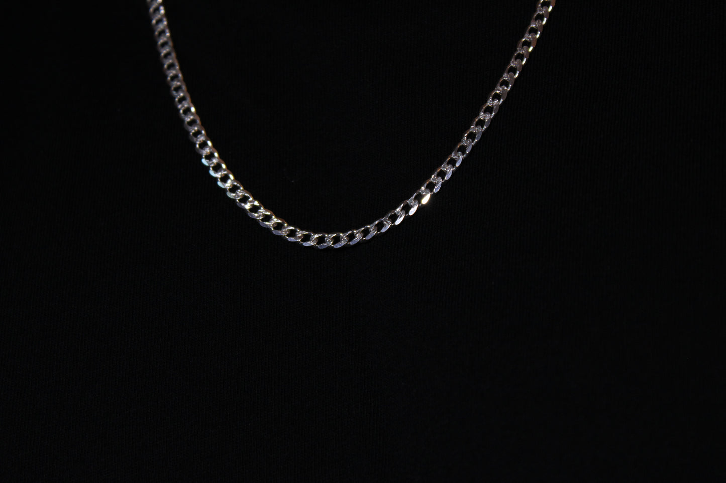 Sterling Silver 4mm Pavé Curb Chain