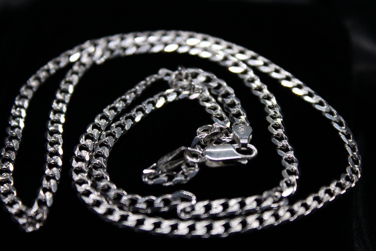 Sterling Silver 4mm Pave Curb Chain