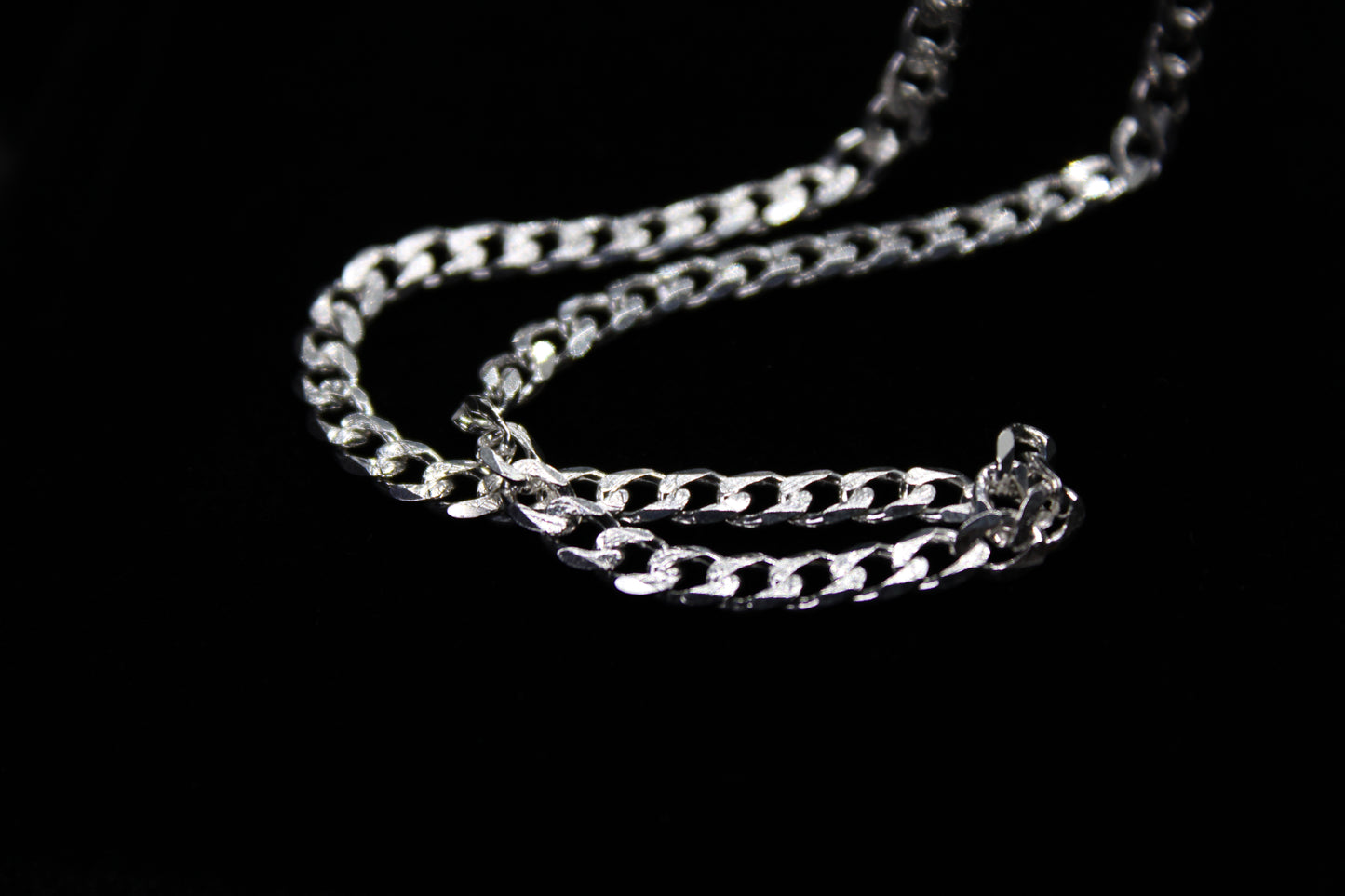 Sterling Silver 4mm Pave Curb Chain