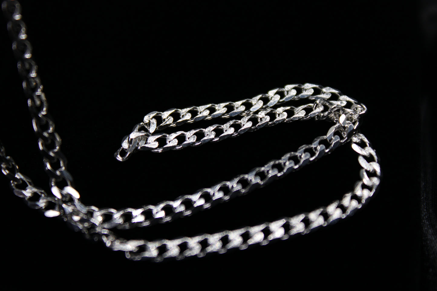 Sterling Silver 4mm Pave Curb Chain
