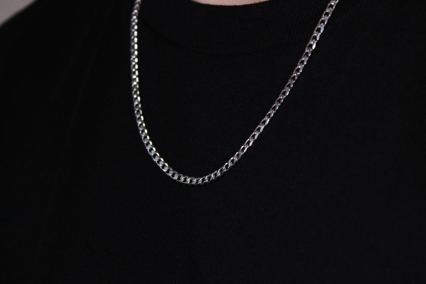 Sterling Silver 4mm Pavé Curb Chain