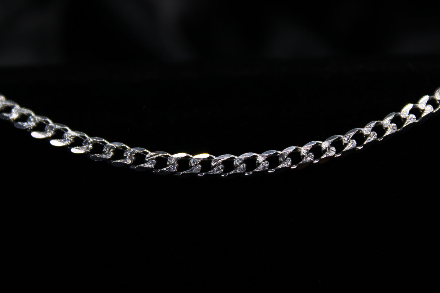 Sterling Silver 4mm Pavé Curb Chain