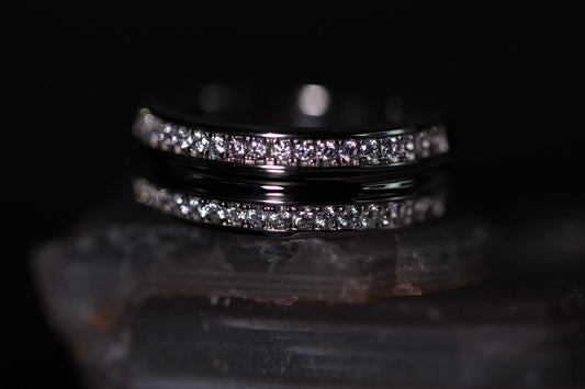 Sterling Silver Rhodium-plated and CZ Ring