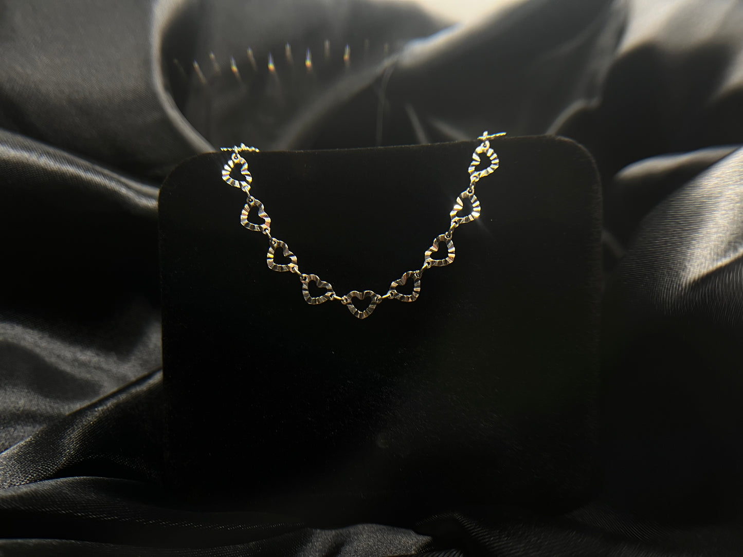 Silver Heart Bracelet for Women 18 cm